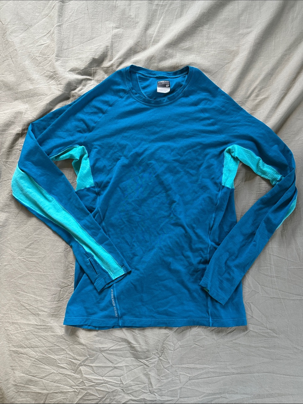 Teal & Aqua Long Sleeve Merino GT Athletic Top
